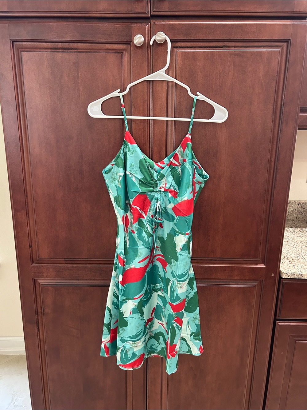 easel Teal, Green & Red Abstract Dress